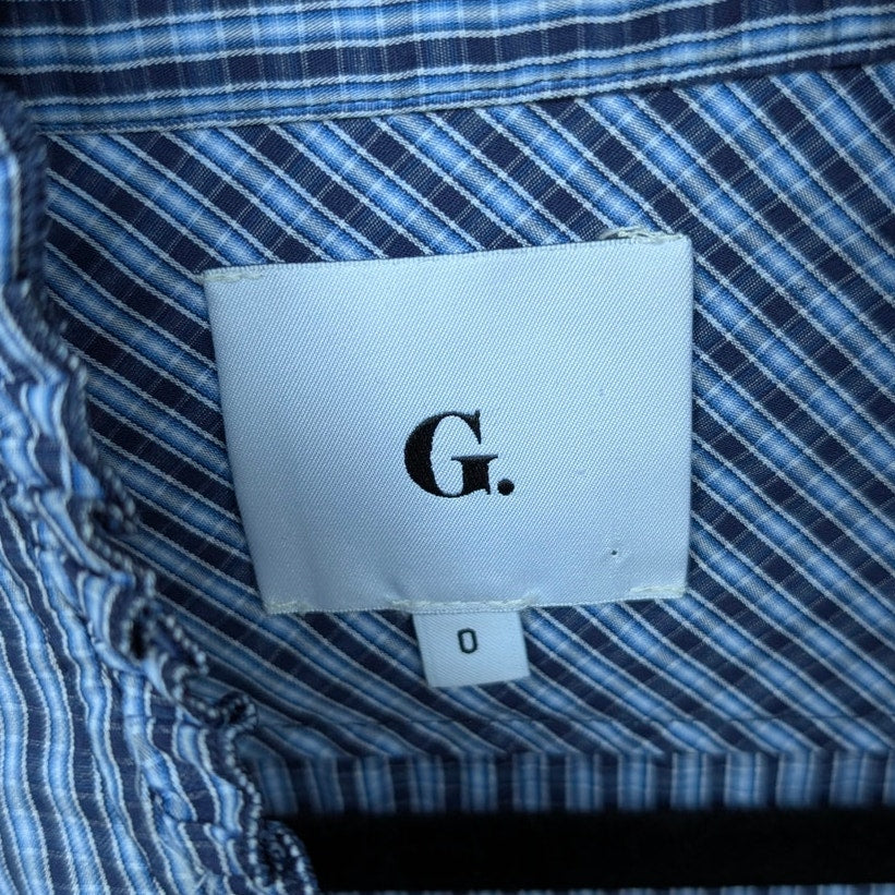 Goop G. Label Bessie Navy Cotton Check Button-Down Long Sleeve Shirt, size 0