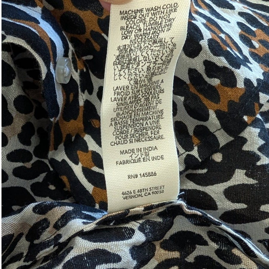 The Great The Cove Leopard Print Cotton Button-Down Shirt Size 2 M