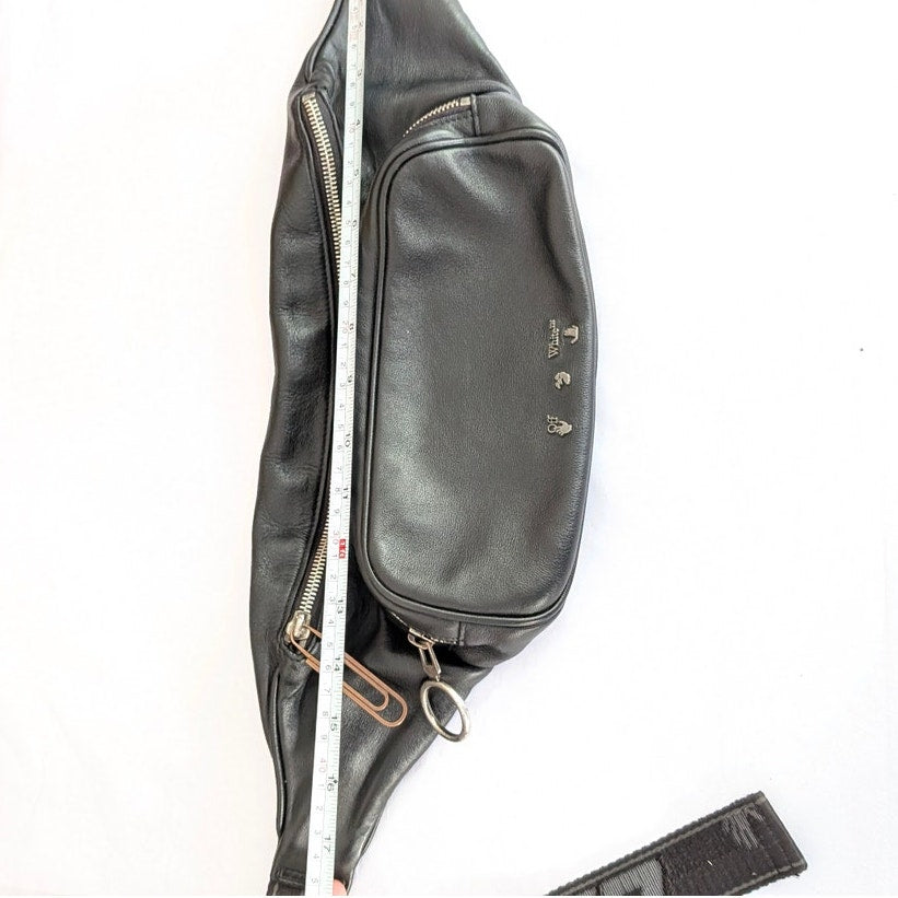 Off-White Logo Print Belt Black Leather Italy Bag Fanny Pack