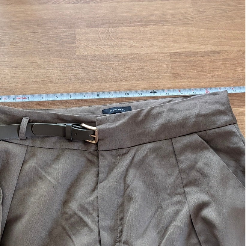 JLuxLabel Dark Taupe Everywhere Belted Trousers Womens XL High-rise Wide Leg
