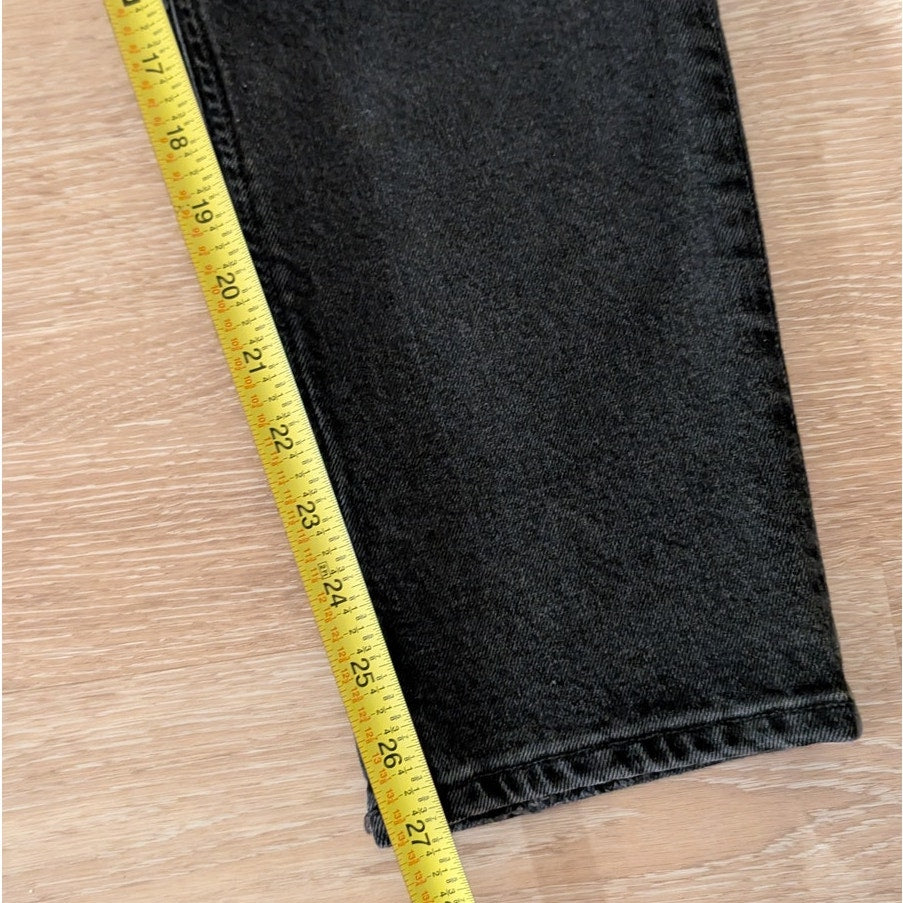 Agolde Nico Black High Rise Slim Fit Cotton Blend Button Skinny Jeans, size 32