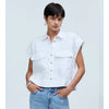 Madewell White Flap-Pocket Button-Up Shirt in 100% Linen, size L