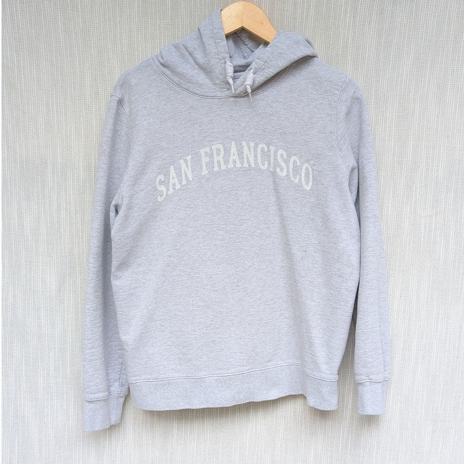 A.P.C. San Francisco Printed Gray Cotton Long Sleeve Pullover Hoodie, size L