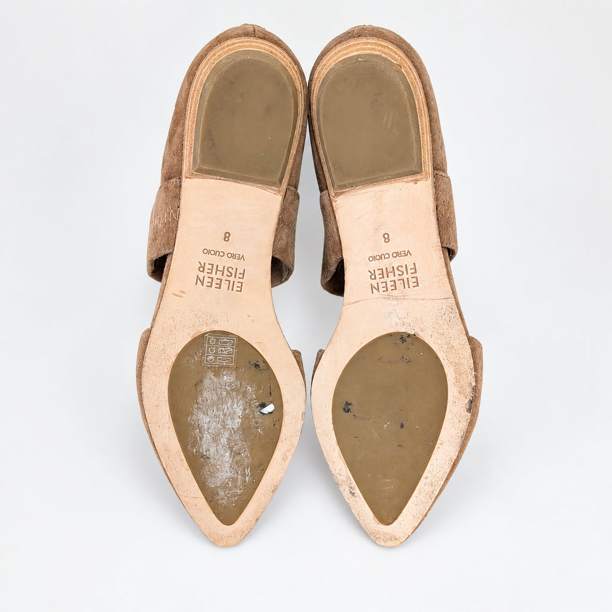 Eileen Fisher Hall Taupe Suede Pointed Toe Flats Size 8