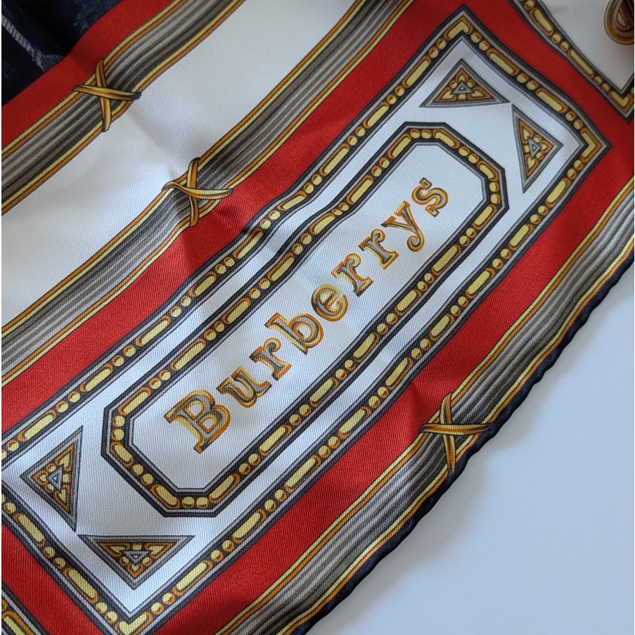 Burberry London England Scarf Unisex Womens Multicolor 100% Silk 90 x 90 cm
