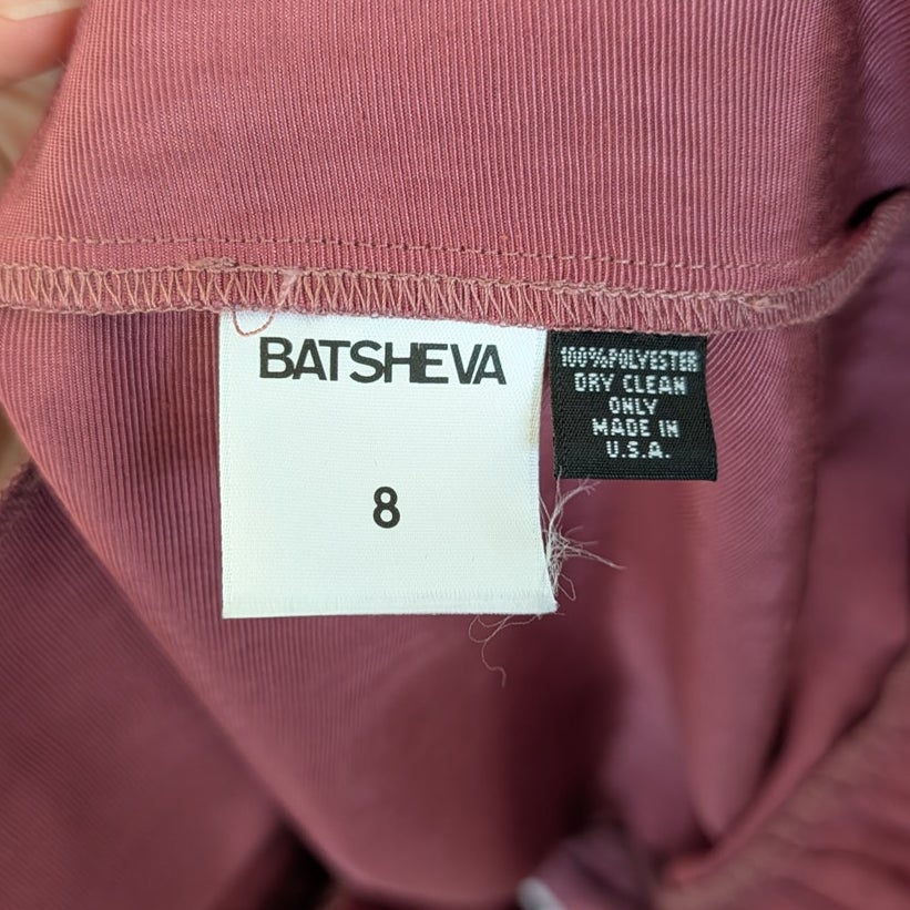 Batsheva Short Prairie Mini Dress in Raspberry Moiré Womens 8 3/4 Sleeve Mock