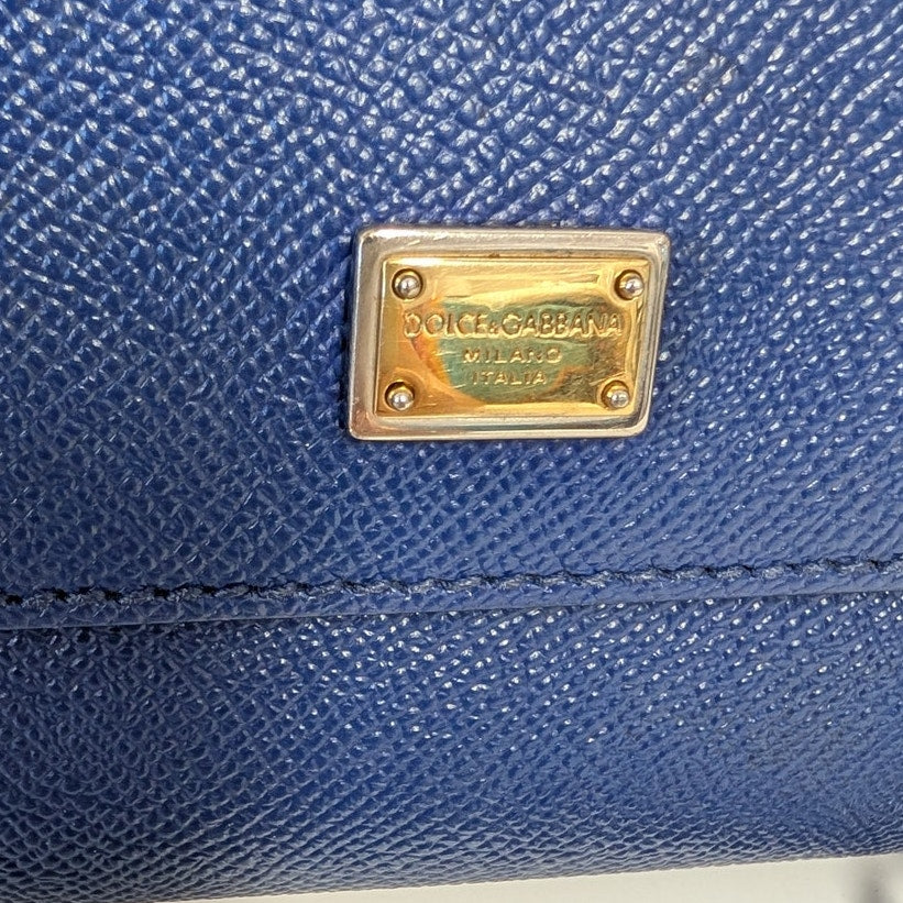 Dolce & Gabbana Leather Miss Sicily Top Handle Small Bag in Blue