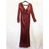 Reverly Vera Velvet V neck Long Sleeve Front Slit Wrap Maxi Dress, size 6