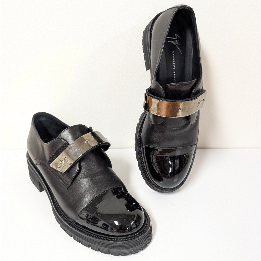 Guiseppe Zanotti Abigail Leather Metallic-detail Loafers Womens EU 40/US 10