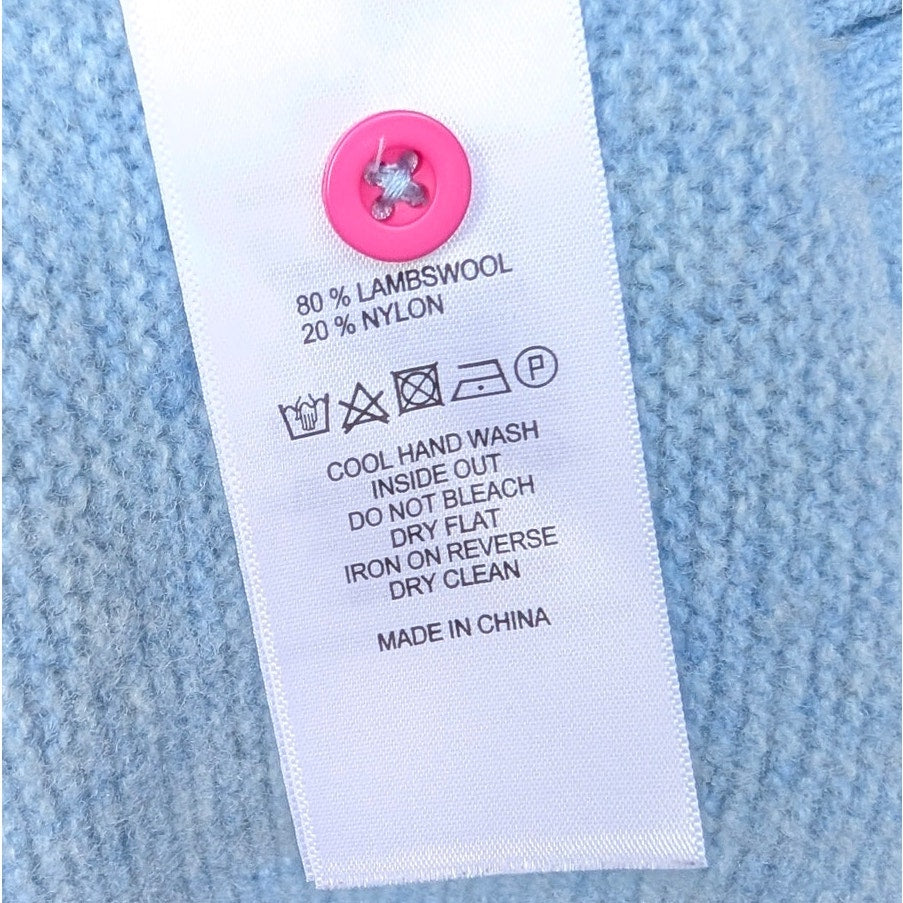 Heyton Blue Lambswool Blend Buttoned Long Sleeve Cardigan, size S