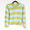 Compania Fantastica Fluffy Textured Knit Sweater in Green Striped Print, size S