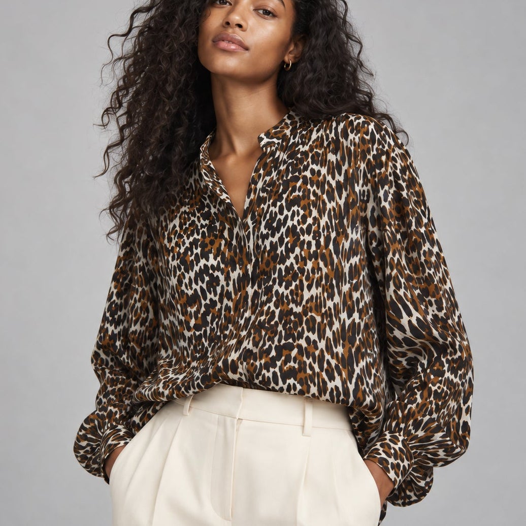 The Great The Cove Leopard Print Cotton Button-Down Shirt Size 2 M