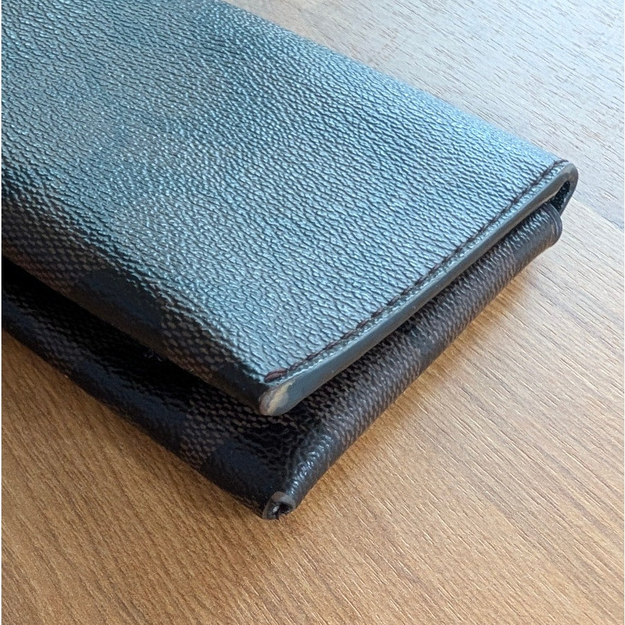 Coach Wallet Unisex Signature Black/Brown Leather Card Holder Tech Phone Wallet