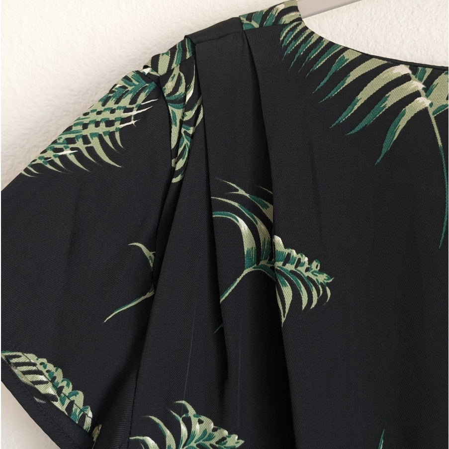 MOMONI Black Floral Print Silk Blend Short Sleeve Short Mini Dress, size S