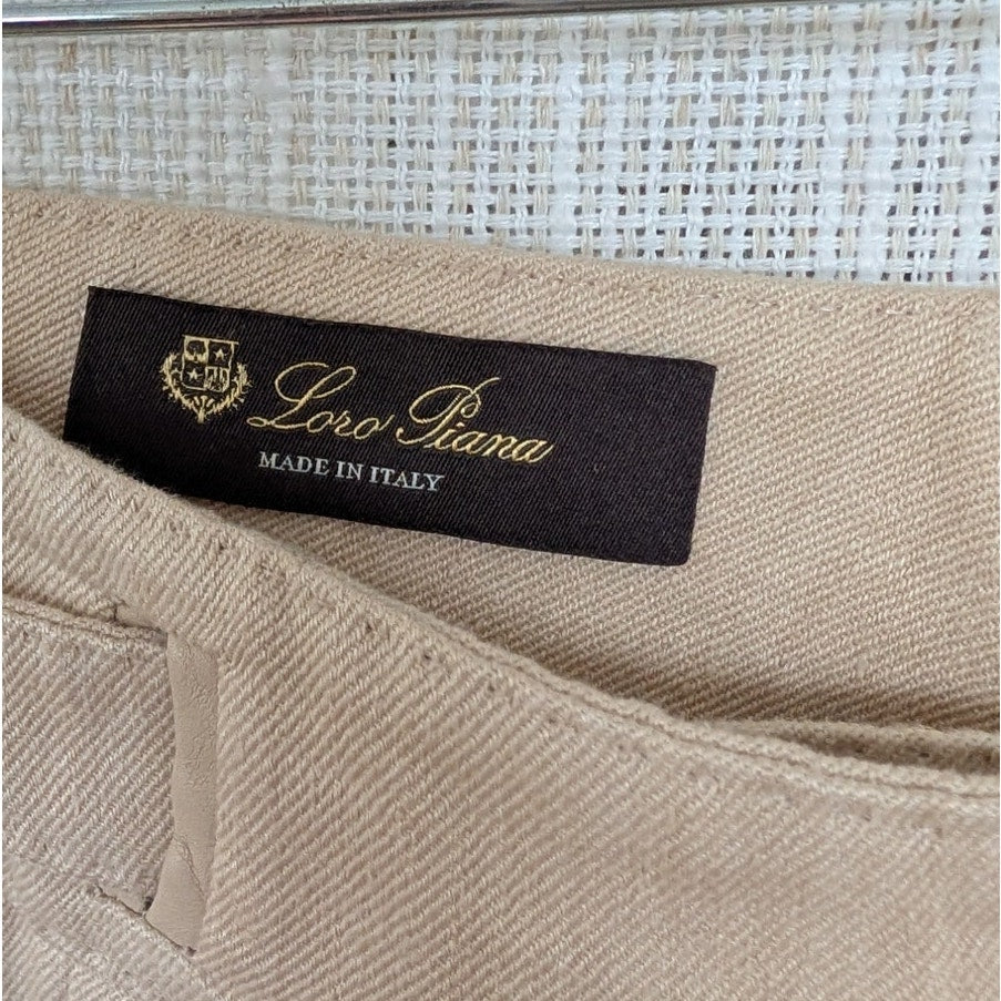 Loro Piana Linen Bermuda Shorts Womens 40/US4 Beige High Waist Wide Leg