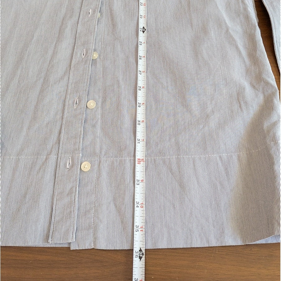 Everlane Blue Striped Cotton Weave Collarless Shirt Belt Midi Dress, size 2