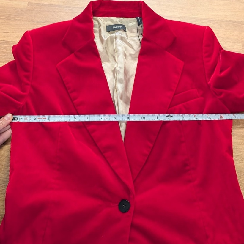 Theory Cinched Blazer J0804105 Womens 4 Bright Red Velvet Single-breasted NWT