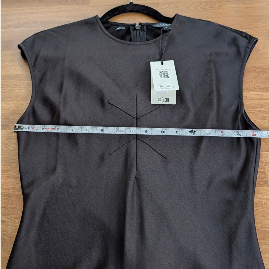 Ted Baker Frasia Asymmetrical Midi Dress Womens 2/US 6 Black Short Sleeve NWT