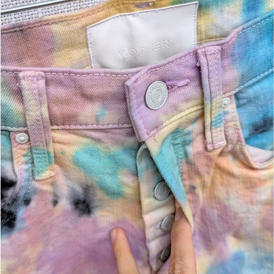 NWT Mother Superior The Tripper Swirling Secrets Tie Dye High Waist Jeans, sz 25