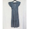 Ulla Johnson Claudia Midi Dress Womens 2 Slate Blue Pleated Tiered V-neck
