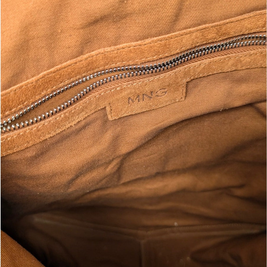 Mango MNG Bag Brown Leather Bucket Shoulder Adjustable Strap