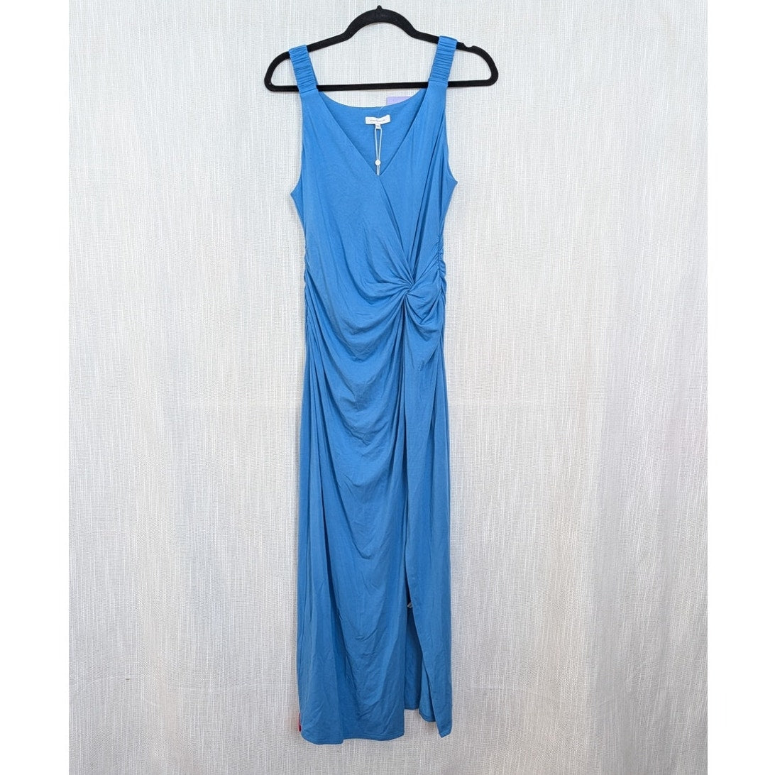 Rebecca Taylor Twist Modal Front Maxi Dress Womens M Blue Sleeveless V-neck NWT