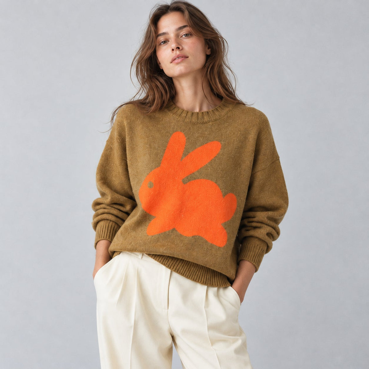 JW Anderson Bunny Intarsia Wool Cashmere Sweater Size M