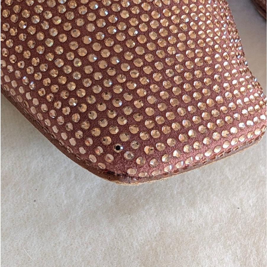 Jeffrey Campbell Embellished Flats Womens 6.5 Pink Rhinestone Velvet Bow