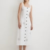 Madewell Button-Front Midi Dress in 100% Linen Womens 8 NL088 White Sleeveless