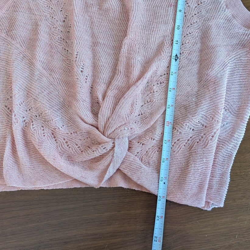Veronica Beard Jeans Kellen Pink Knotted Linen Blend Tank Sleeveless Top, size L
