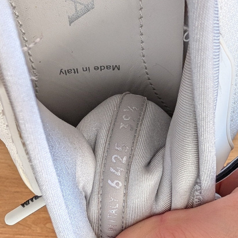 Prada Bicolor Slip On Lace Sneakers Womens EU39.5/US 9.5 White Neoprene Logo