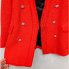 Zara Blazer Womens S Coral Tweed Gems Button Double-breasted Long Sleeve
