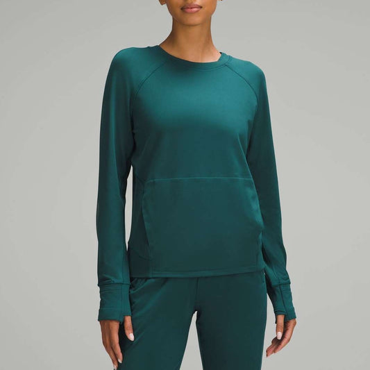 Lululemon Its Rulu Run Classic-Fit Crew *Fleece Womens 6 Storm Teal W3HE8S