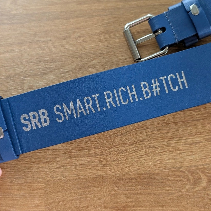 SRB Smart.Rich.B#tch Belt Womens Cobalt Statement Leather Double-wrap Design