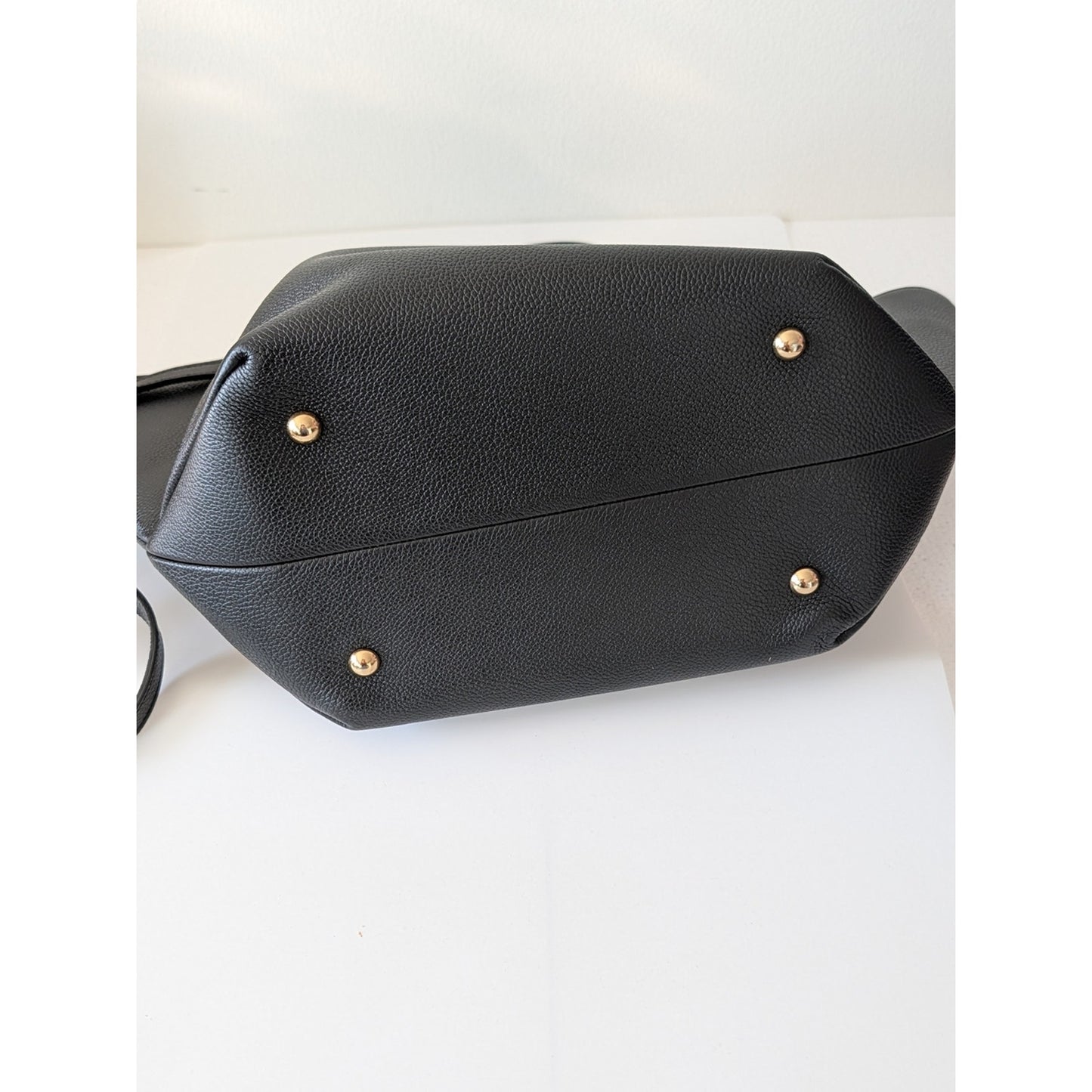 DeMellier Black Leather Satchel Tote with Gold Hardware