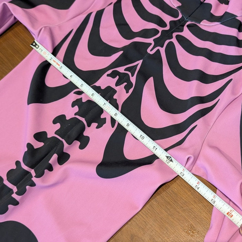 Candy Catz BnW Bossy Skeleton Costume Womens M Purple OP Long Sleeve Jumpsuit