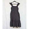 Anthropologie The Peregrine Square-Neck Midi Dress Womens L Black Smocked A-line