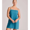 NWT Vitamin A Blue Linen Crepe Jade Mini Swim Cover Up Dress, size XL