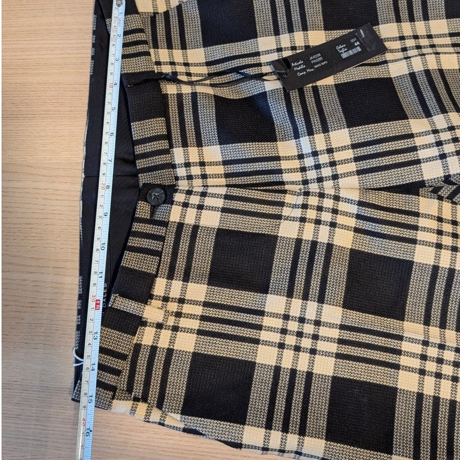 Brian Dales Pants Womens IT 44/M Black/Cream Check Plaid Wool Mid-rise Chino NWT