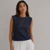 Rag&Bone Sleeveless Vest Top Womens XS Navy Cashmere/Cotton Open Knit
