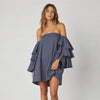NWT Faithfull Phi Phi Navy Hudson Stripe Print Cotton Short Dress, size S
