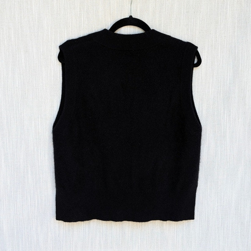 Aqua Cashmere 100% Cashmere Super Brushed V Neck Sweater Vest Womens L Exclusive
