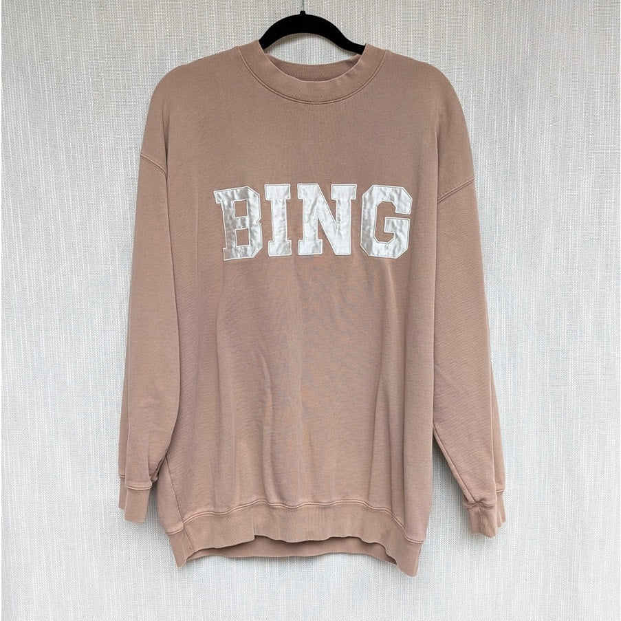 Anine Bing Tyler Sweatshirt Womens M Washed Iron Logo Crewneck Long Sleeve