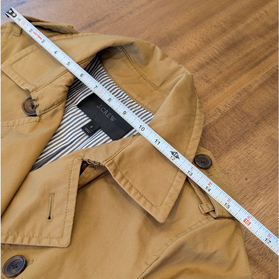 J.Crew City Trench Coat F5341 Womens 2 Tan Double-breasted Cotton Long Sleeve