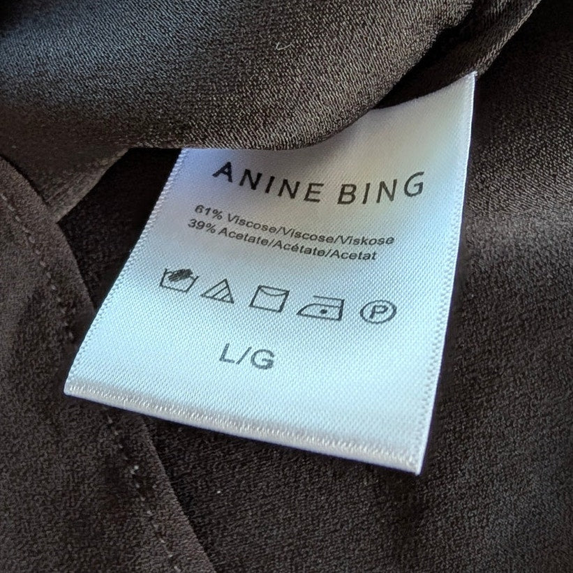 Anine Bing Chelsea Tank Top Womens L Black Crepe Gold Chain Straps Sleeveless