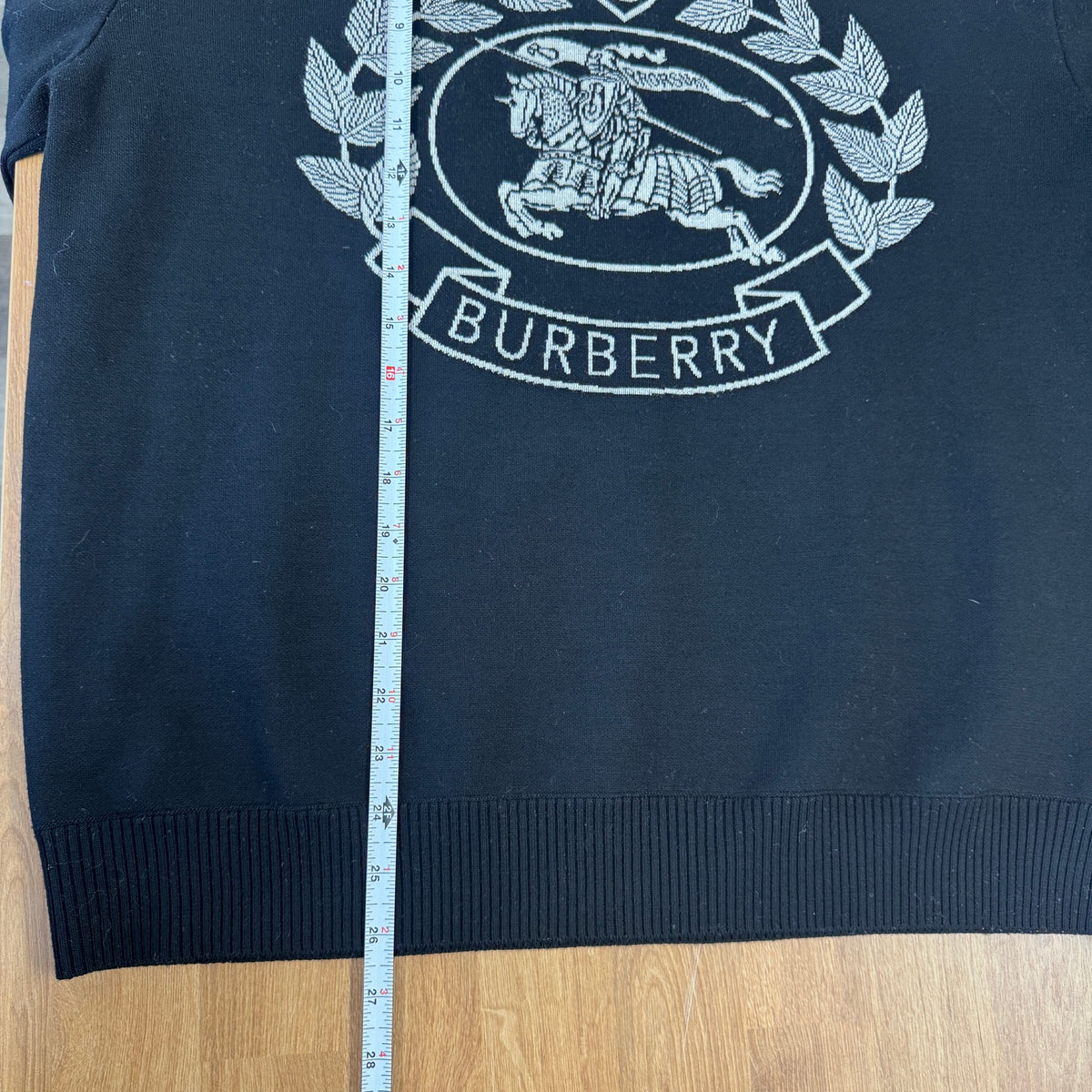 Burberry Bilston Logo Knitted Merino Wool Sweater Unisex Womens L Black Crewneck