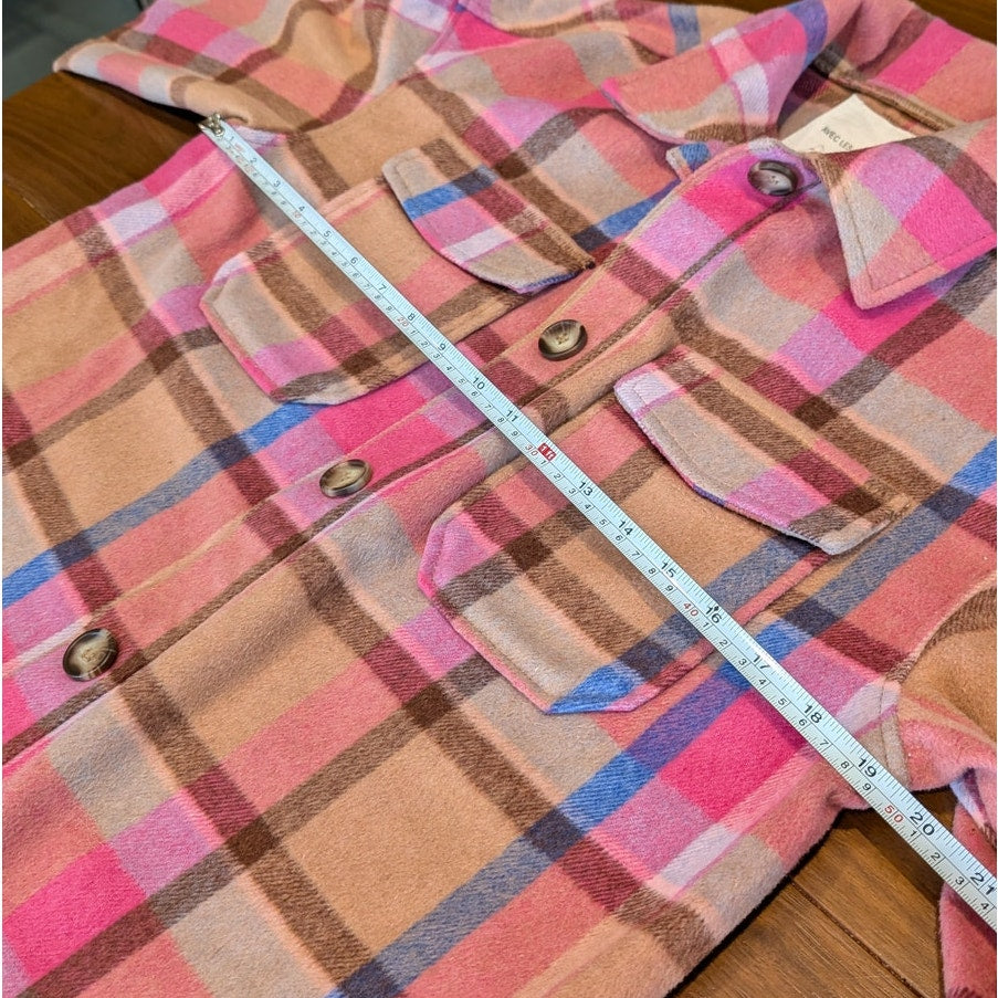 Anthropologie Avec Les Filles Ali Boxy Plaid Button Shirt Jacket Shacket, size S