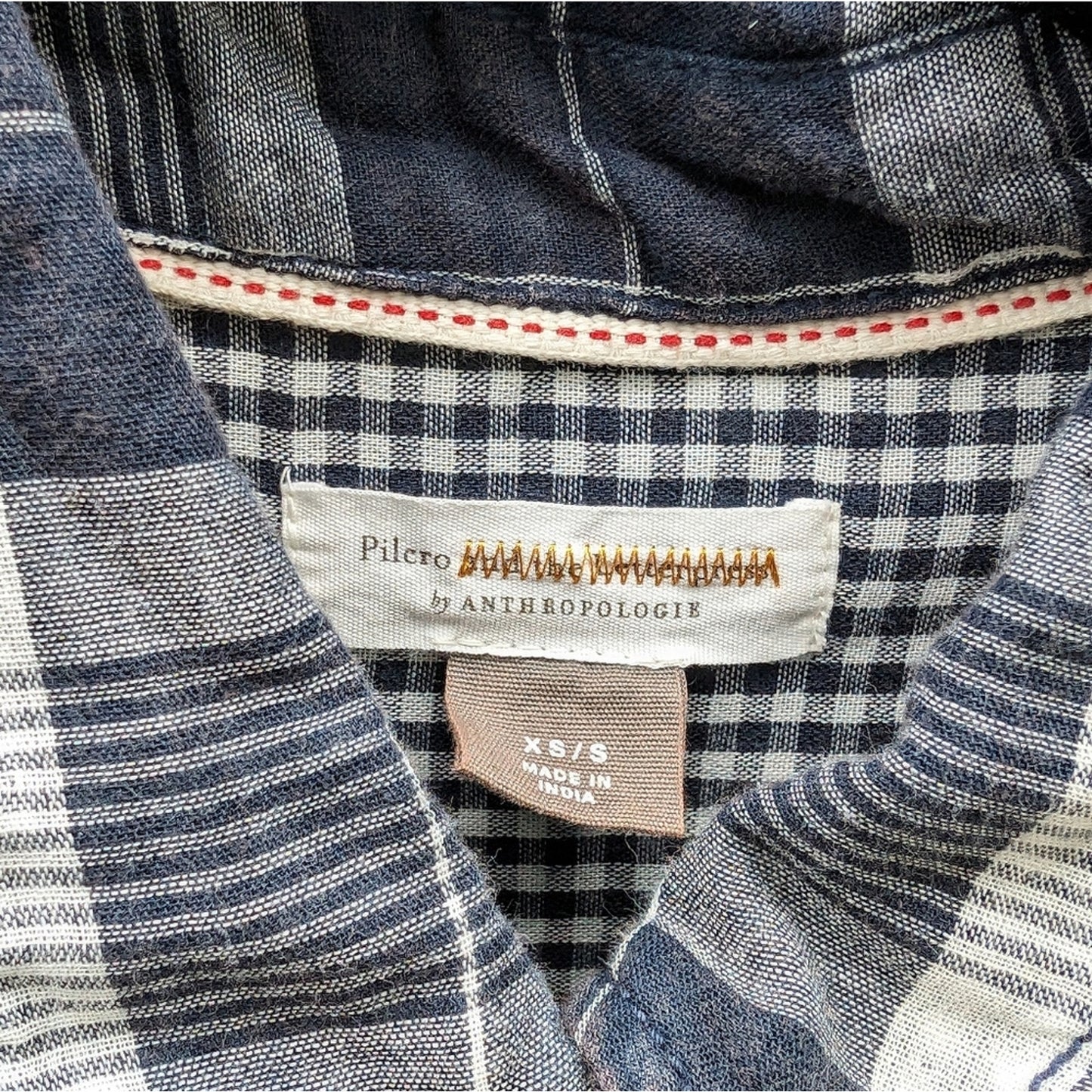 Anthropologie Pilcro Plaid White/Blue Oversized Shirt, Size XS/S