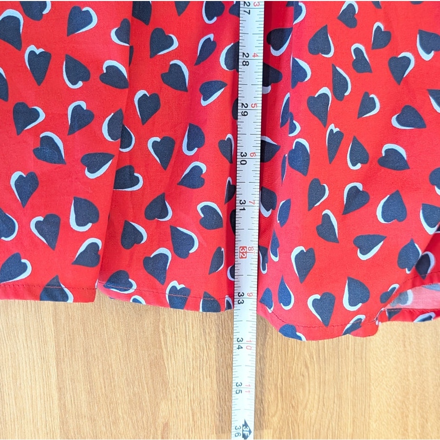 Carolina Herrera Poppy Heart Print Midi Skirt Womens 10 Red High-rise A-line