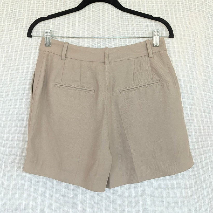 Anine Bing Trent Short Womens 6 Fawn Brown Linen/Viscose Tailored High-rise NWT